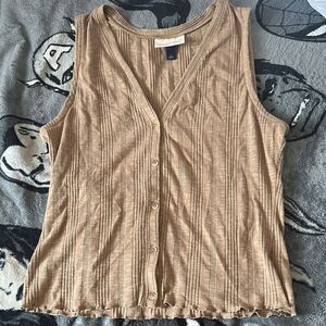 Universal Thread Cream Ribbed Sleeveless Tank Top